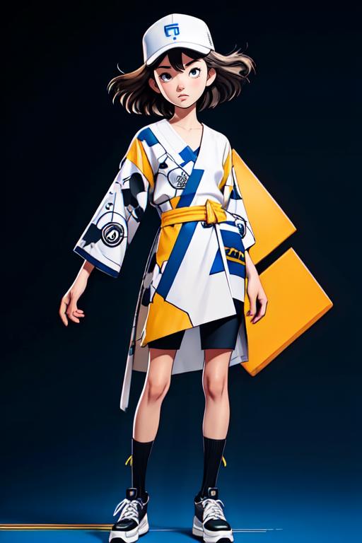 00013-realcartoonPixar_v4-1130-_lora_涂鸦01_1_, Neural Silk Wrap Dress , solo, Ortho Plus       Reactive Smart Cloth  Data Flow Print, yellow winter, full body c.png